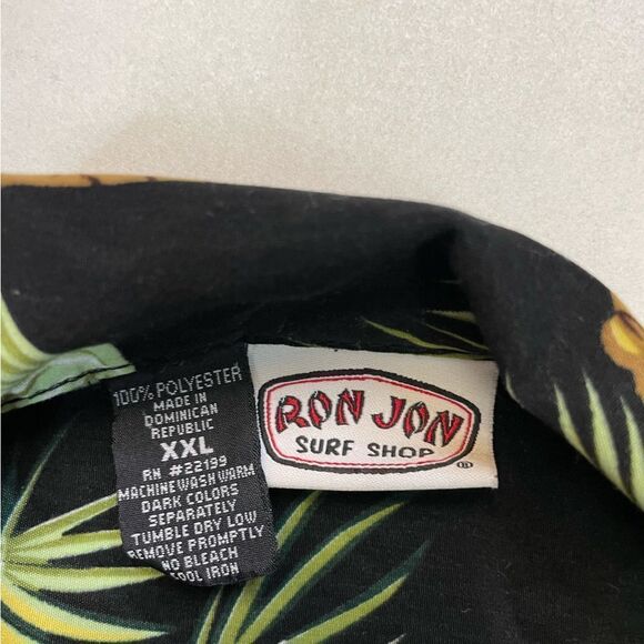 Ron Jon All Over Palm Tree Print Hawaiian Shirt Men XXL Black Short Sleeve - Picture 4 of 5